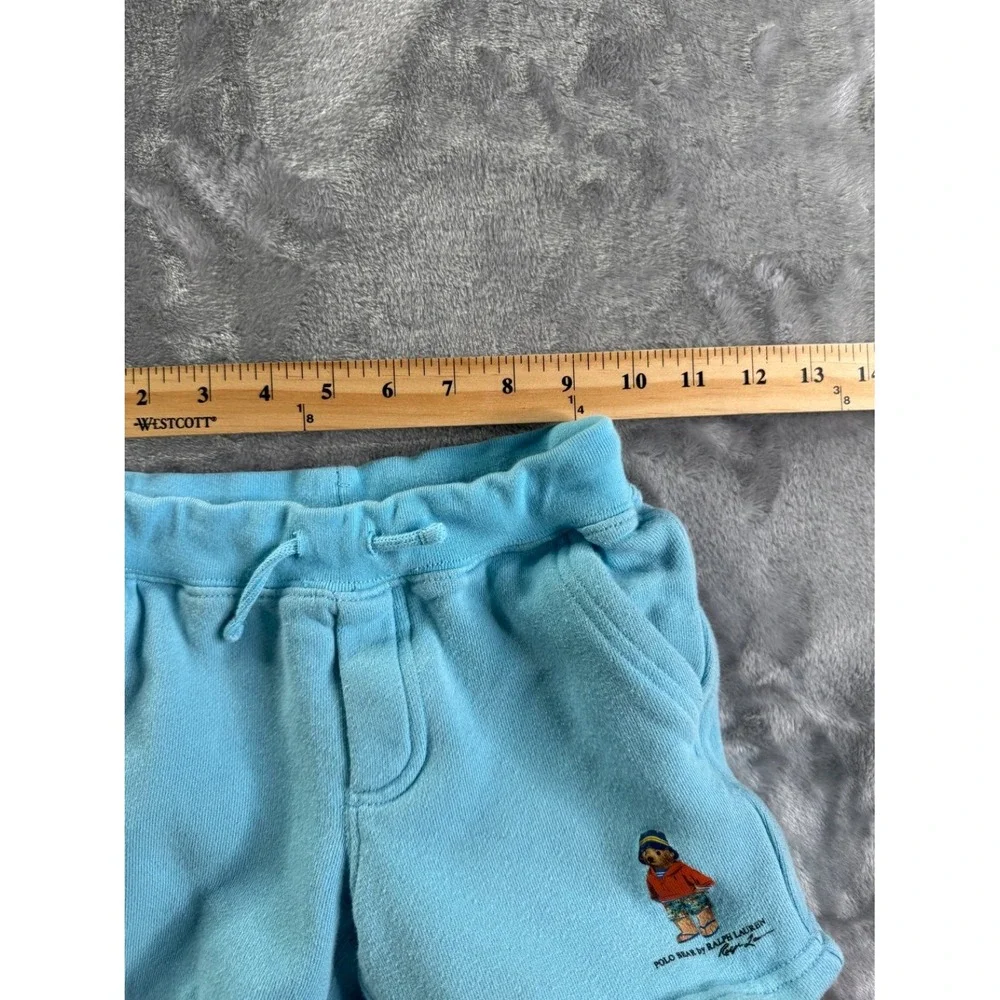 Polo Ralph Lauren Bear Boys Shorts 3T Blue Two Front Pockets Fleece Cotton
